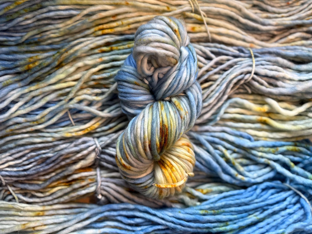 Patina blue Hand dyed super bulky merino wool yarn