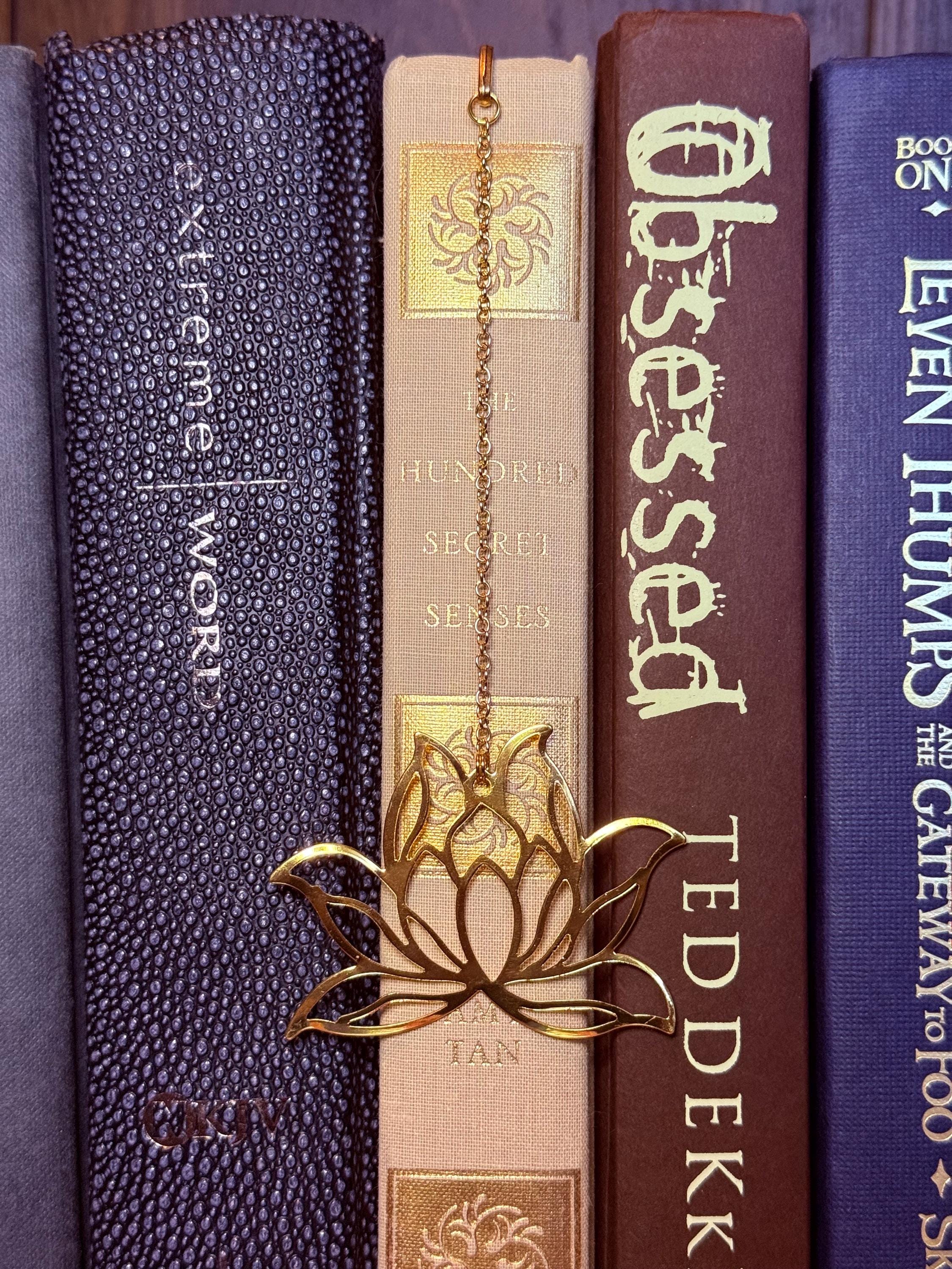 Lotus flower handmade metal bookmark
