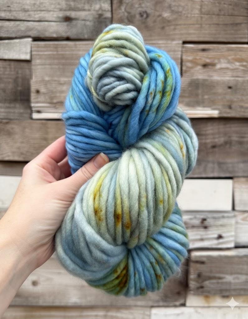 Patina blue Hand dyed super bulky merino wool yarn