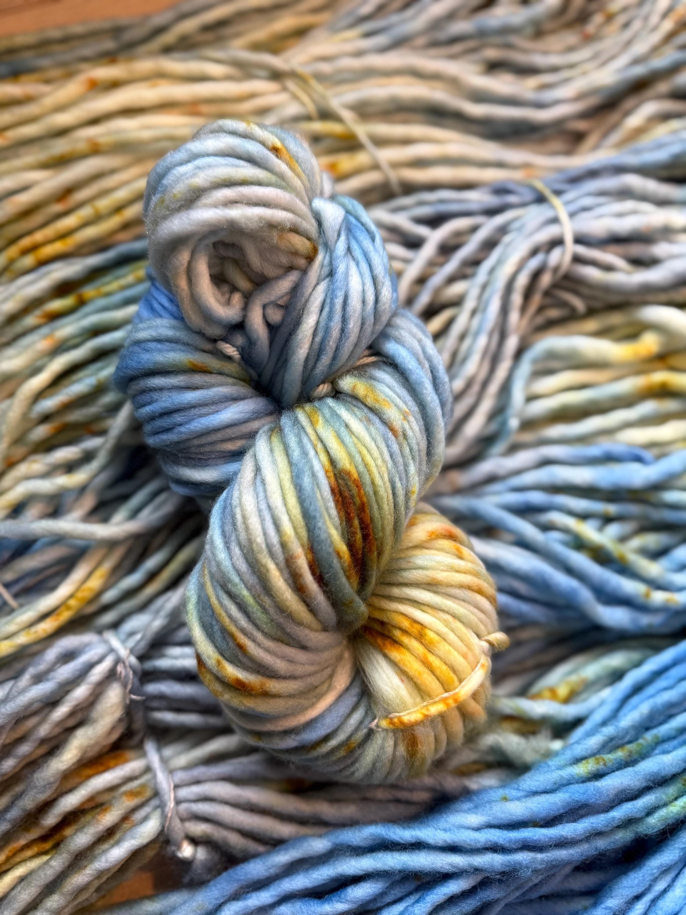 Patina blue Hand dyed super bulky merino wool yarn