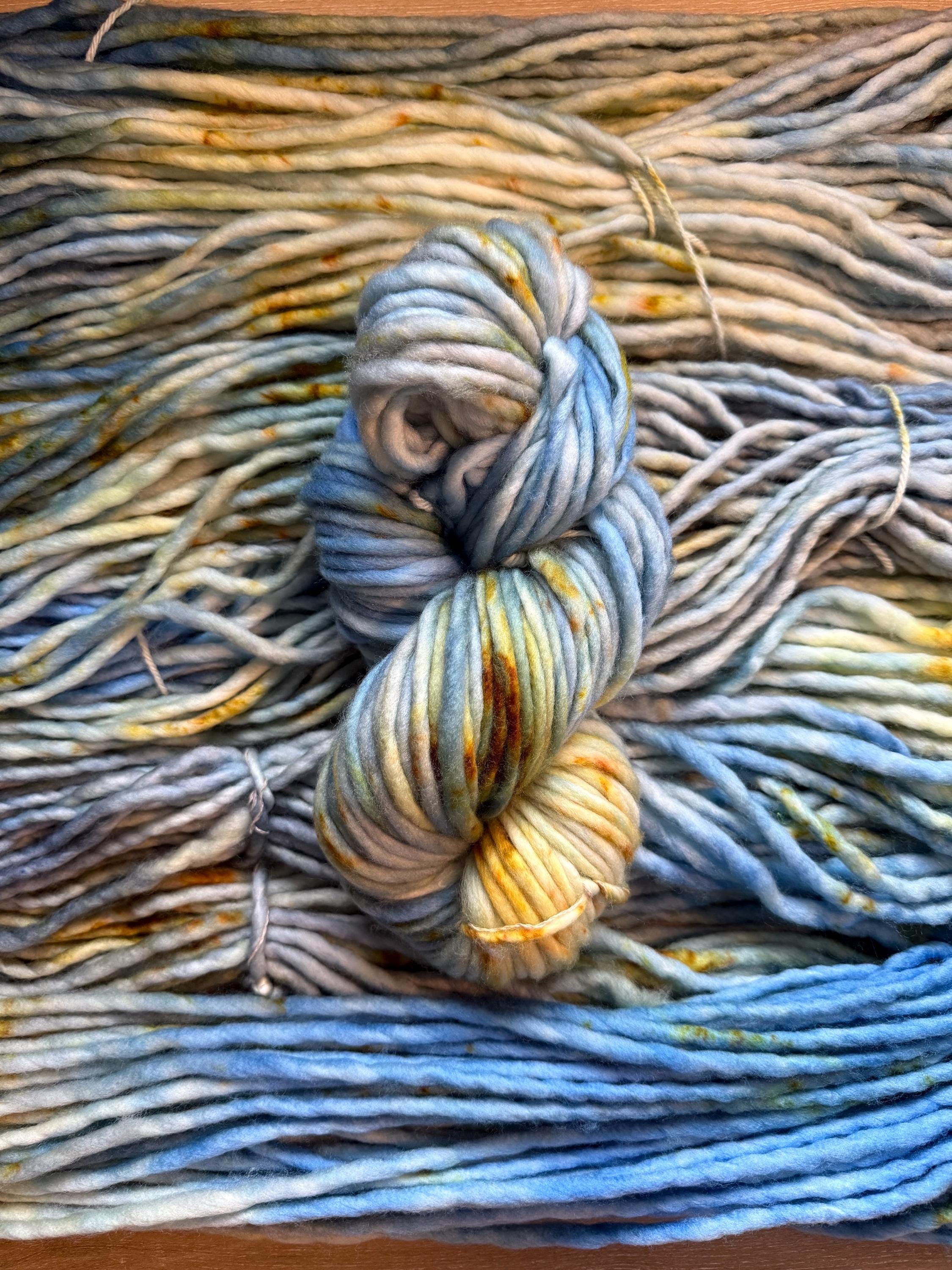 Patina blue Hand dyed super bulky merino wool yarn