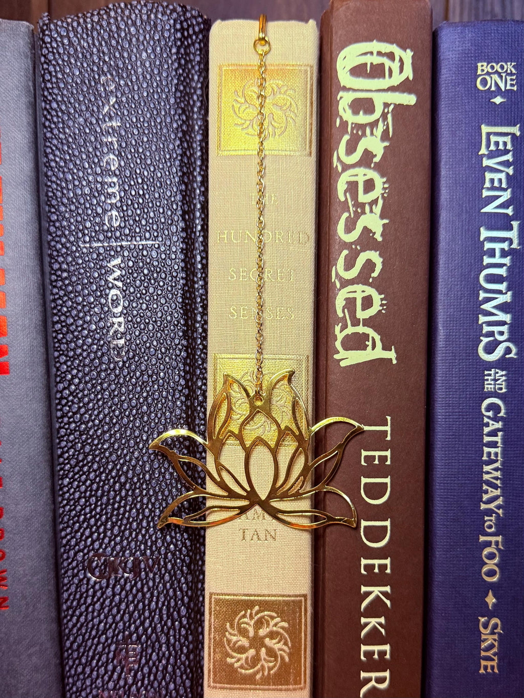 Lotus flower handmade metal bookmark