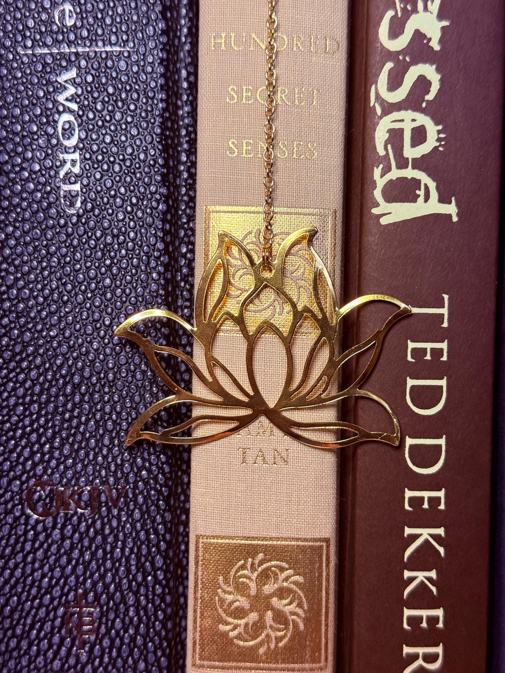 Lotus flower handmade metal bookmark