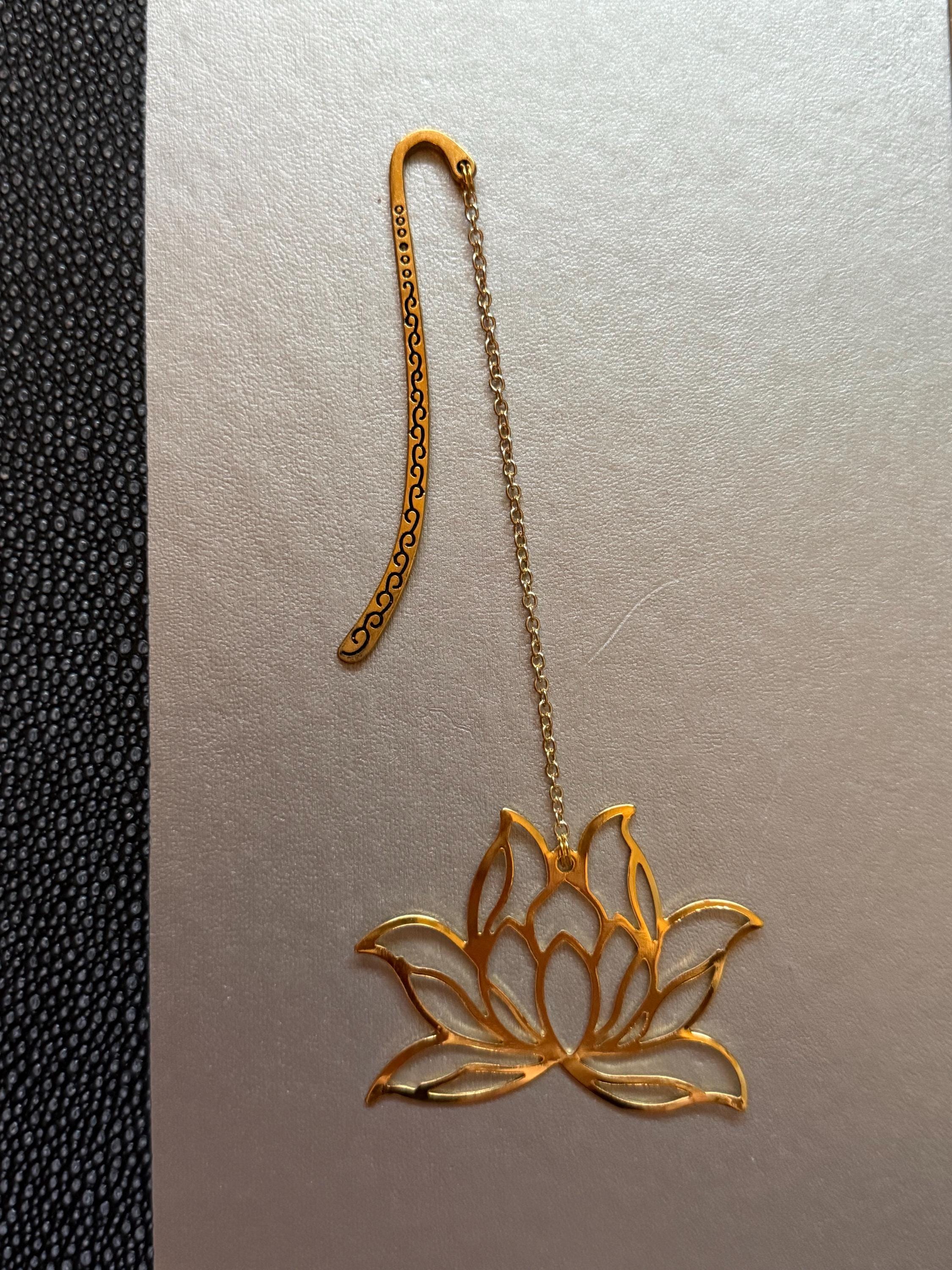 Lotus flower handmade metal bookmark