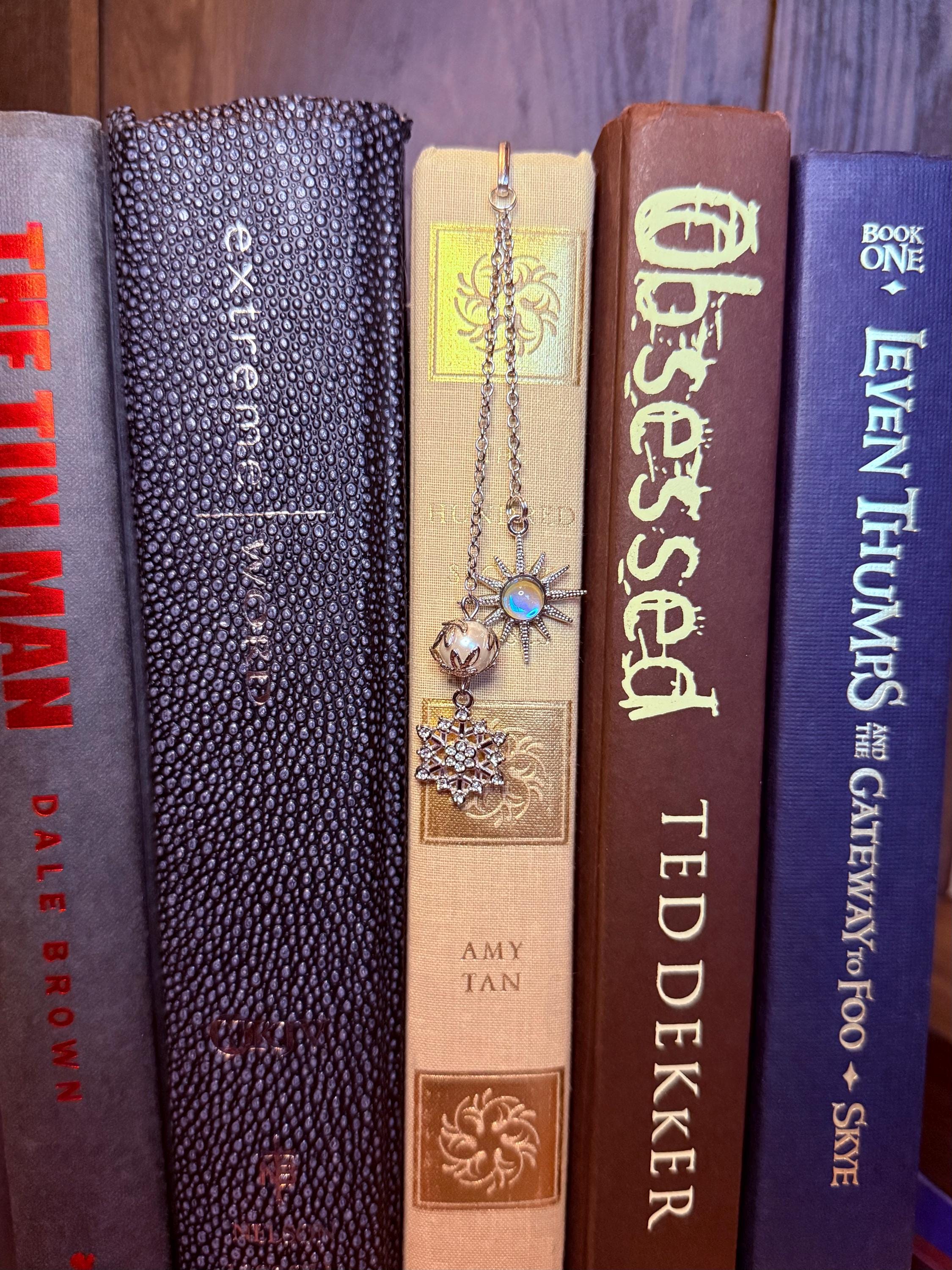 Sun and snowflake handmade metal bookmark