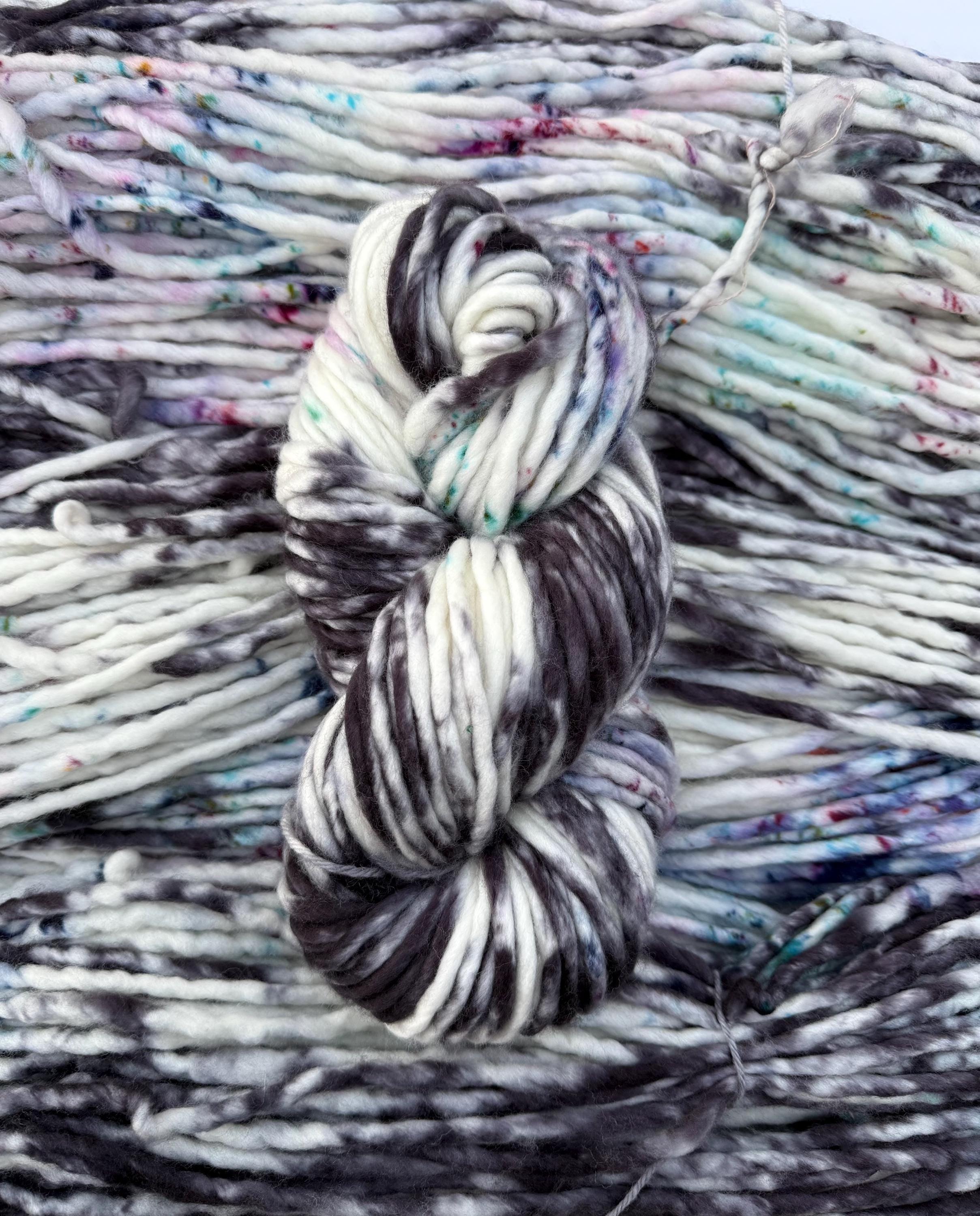 Lunar sprinkles Hand dyed super bulky merino wool yarn
