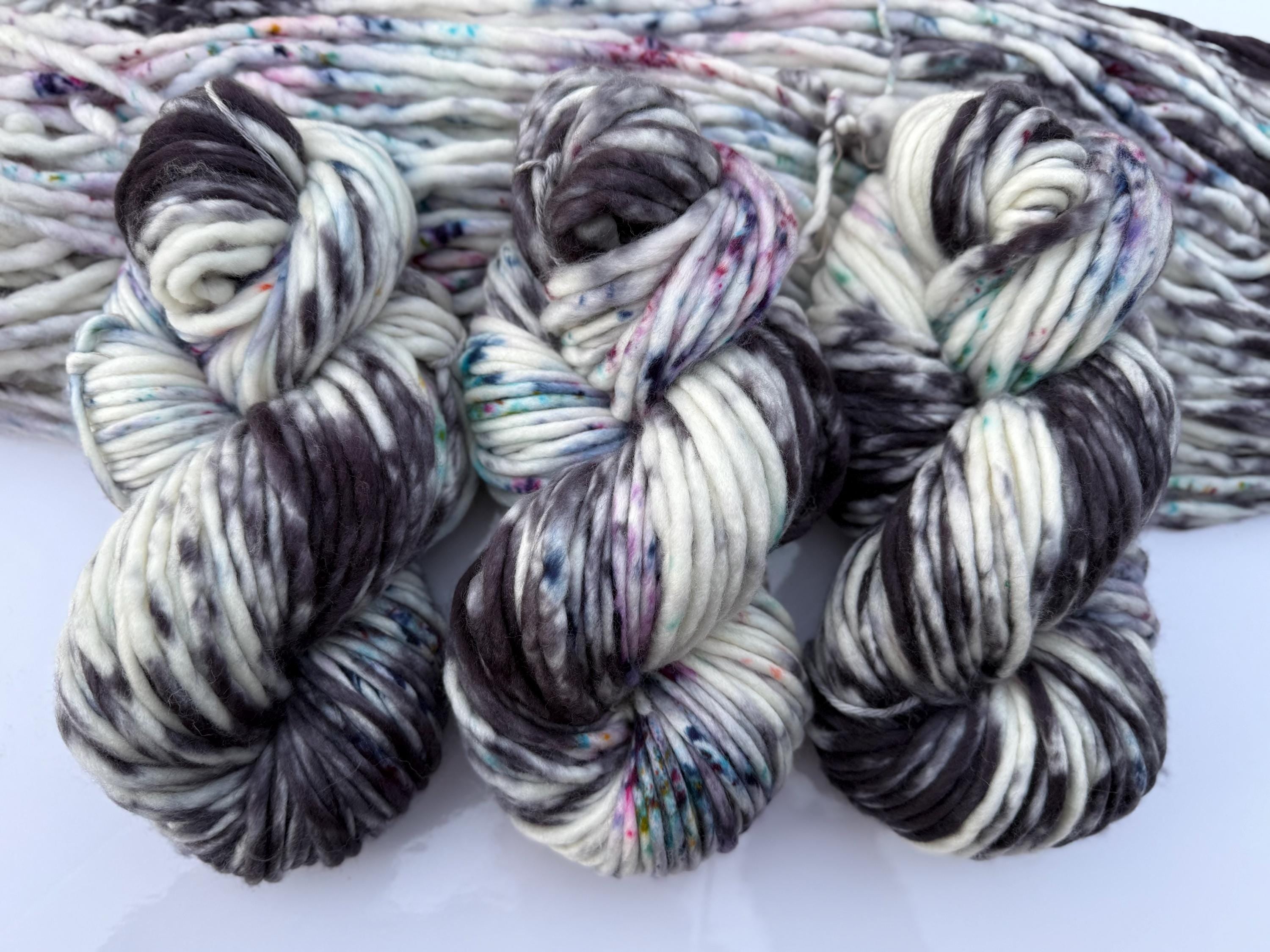Lunar sprinkles Hand dyed super bulky merino wool yarn