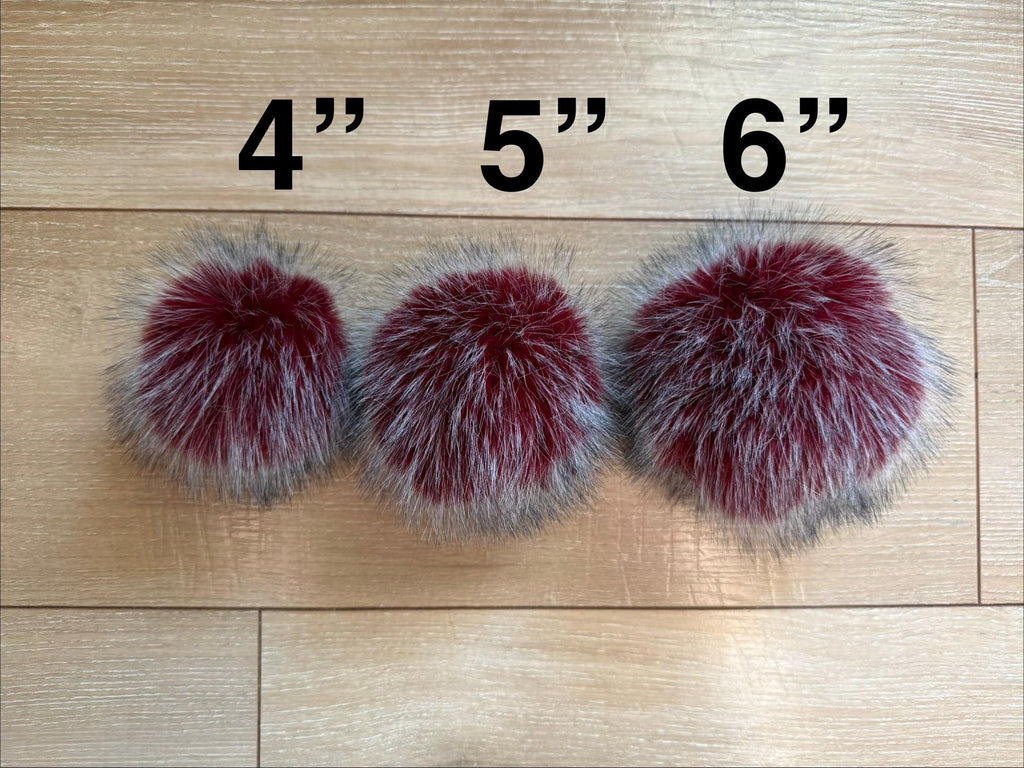 Mulled wine Pom, faux fur for knit and crochet beanies, small medium large extra large mini, toque topper, vegan fur