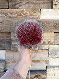 Mulled wine Pom, faux fur for knit and crochet beanies, small medium large extra large mini, toque topper, vegan fur