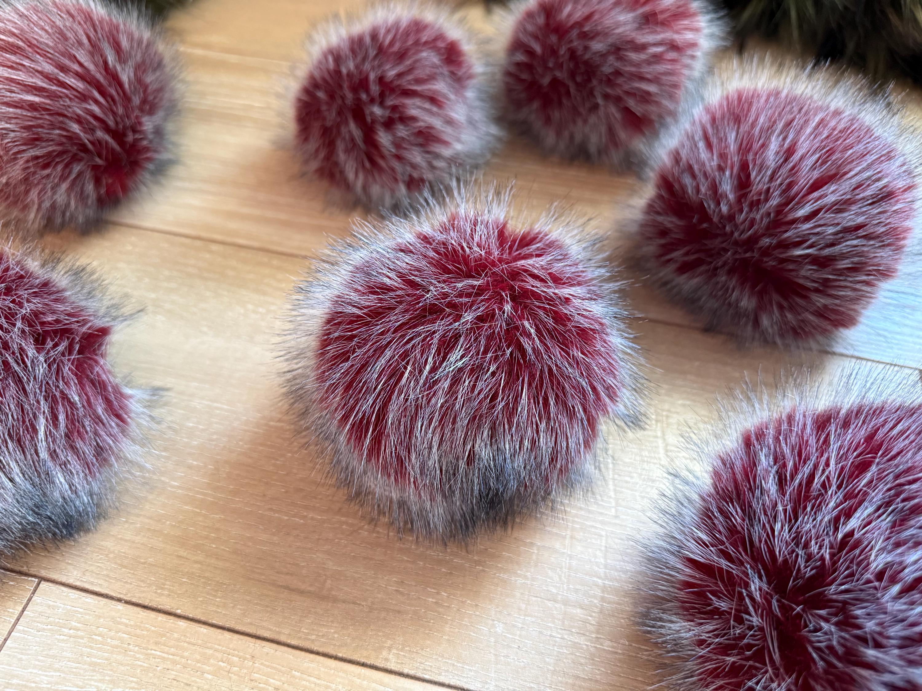 Mulled wine Pom, faux fur for knit and crochet beanies, small medium large extra large mini, toque topper, vegan fur