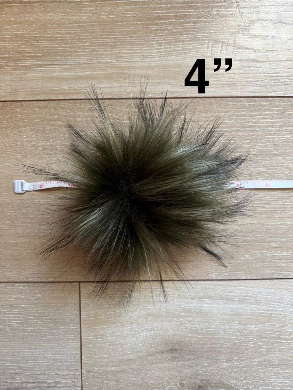 Everglade Faux fur Pom Pom, dark green, small, medium, large, fluffy, pre made, tie on, cotton string, for beanies, scarves