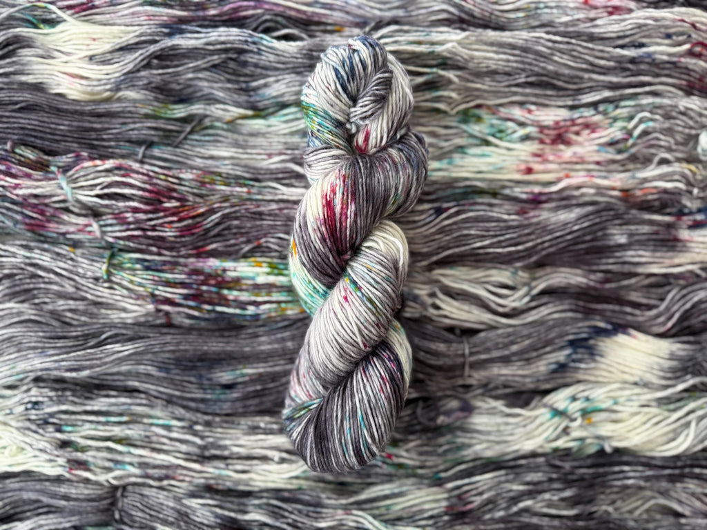 Lunar sprinkles hand dyed (worsted/aran) merino wool, superwash yarn, hank of yarn , for knit crochet