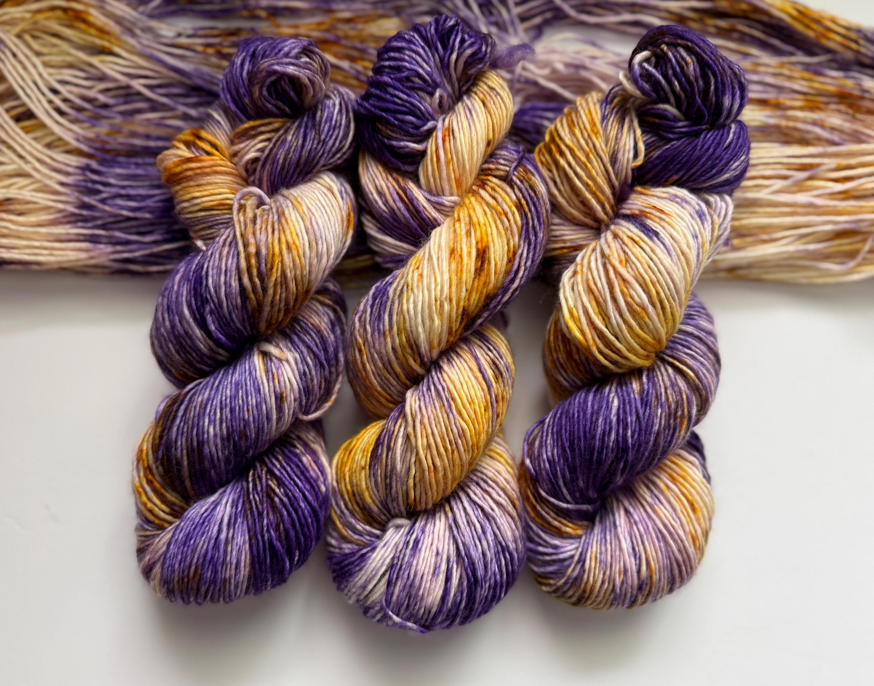 Royalty sprinkles hand dyed (worsted/aran) merino wool, superwash yarn, hank of yarn , for knit crochet