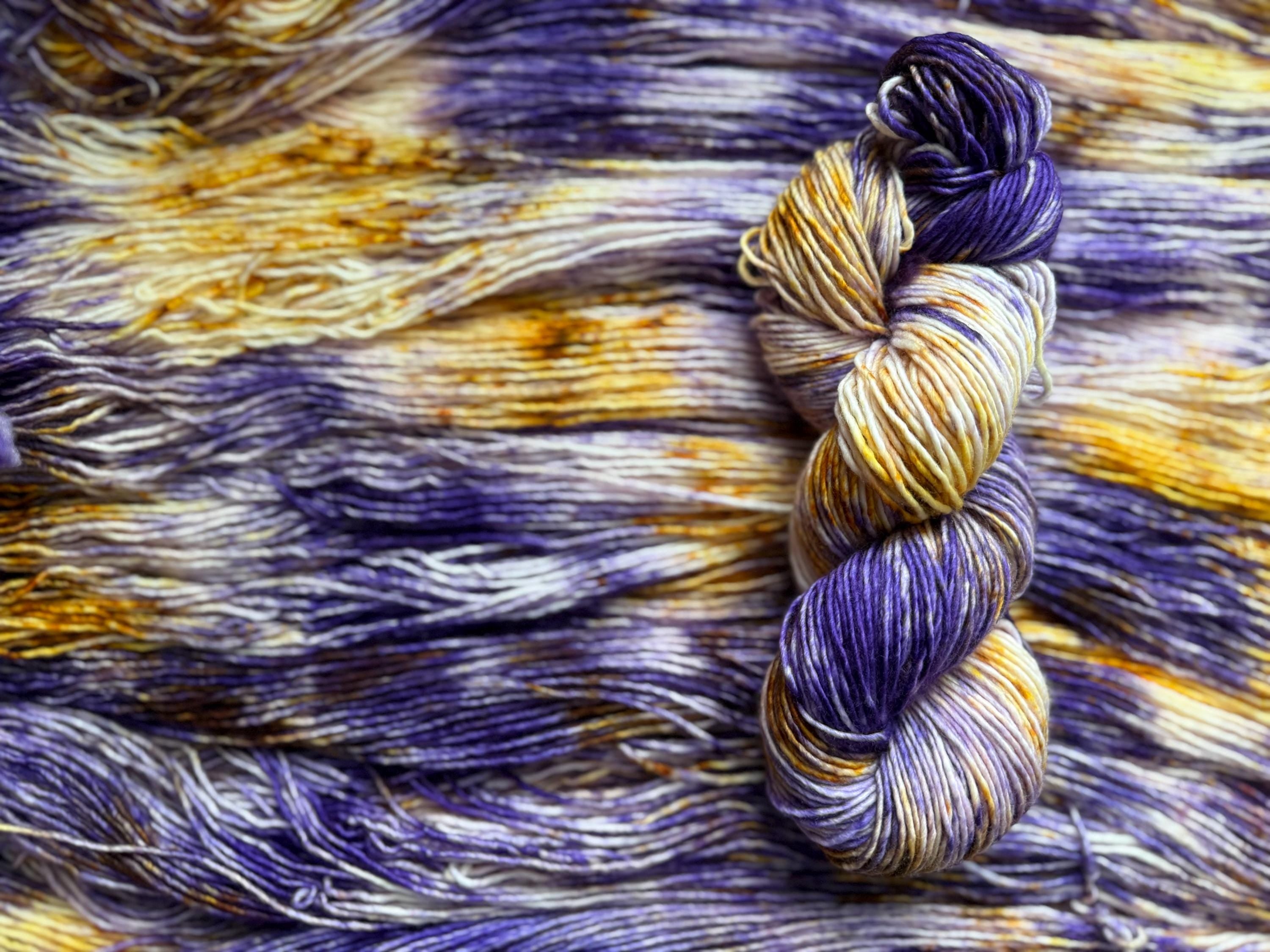 Royalty sprinkles hand dyed (worsted/aran) merino wool, superwash yarn, hank of yarn , for knit crochet