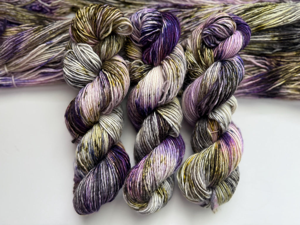 Pansy garden hand dyed (worsted/aran) merino wool, superwash yarn, hank of yarn, for knit crochet