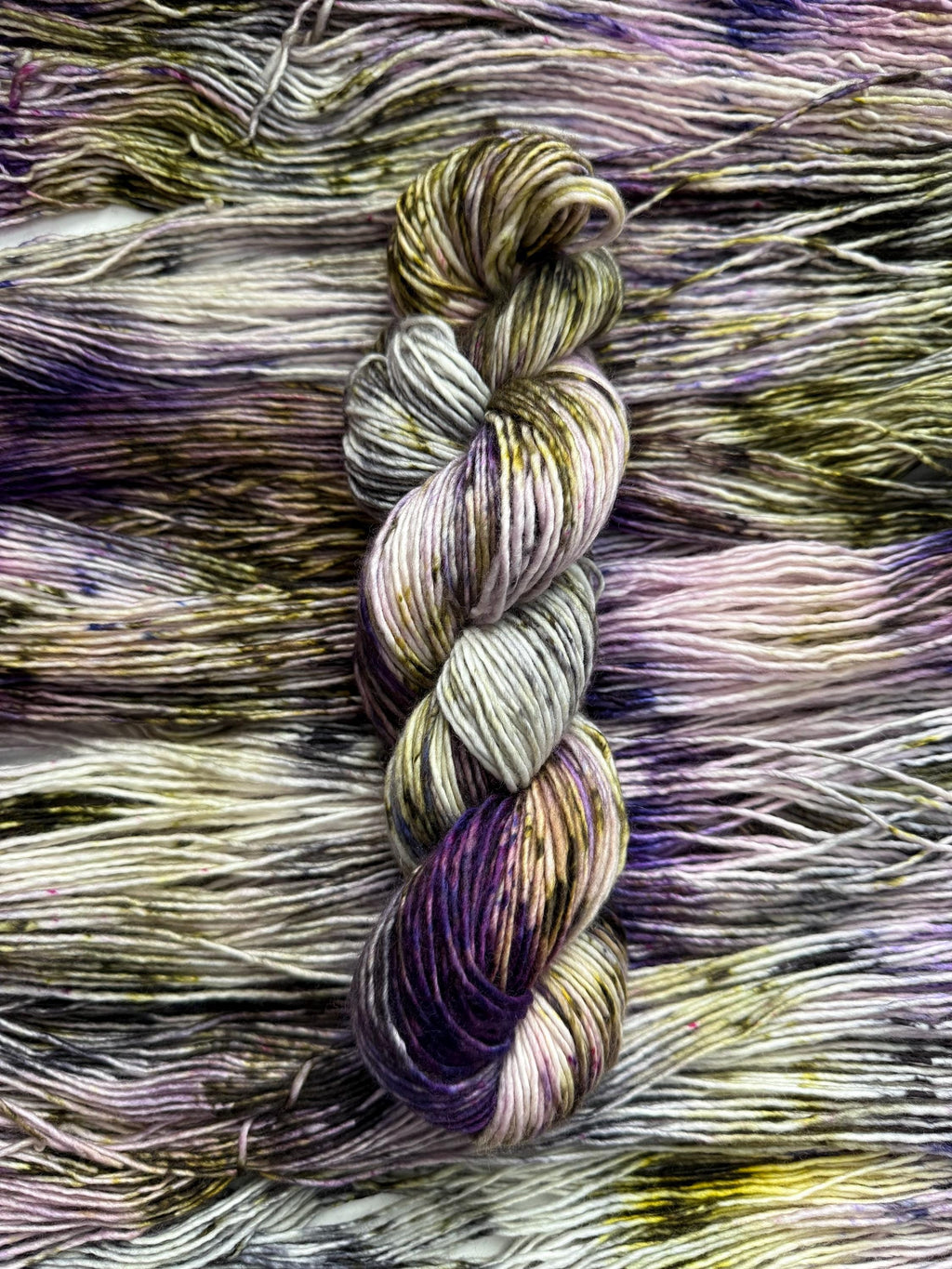 Pansy garden hand dyed (worsted/aran) merino wool, superwash yarn, hank of yarn, for knit crochet