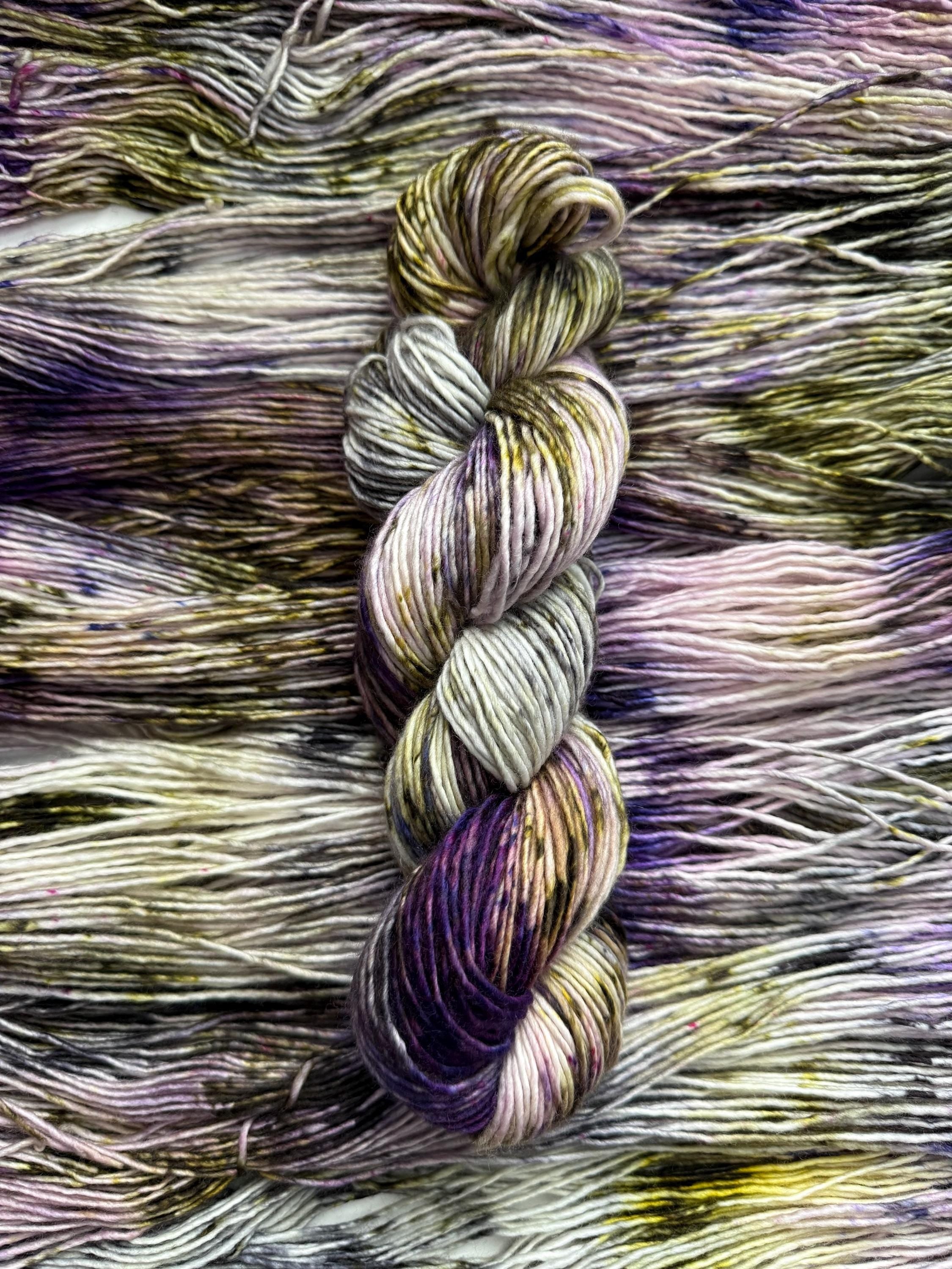 Pansy garden hand dyed (worsted/aran) merino wool, superwash yarn, hank of yarn, for knit crochet