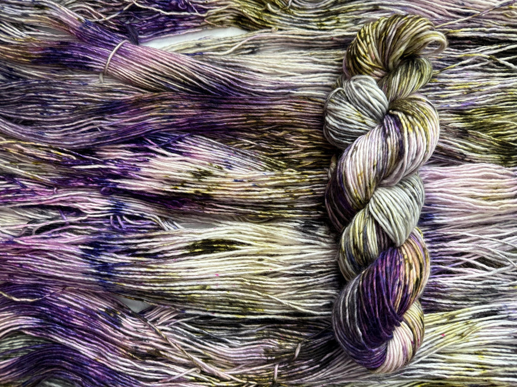 Pansy garden hand dyed (worsted/aran) merino wool, superwash yarn, hank of yarn, for knit crochet