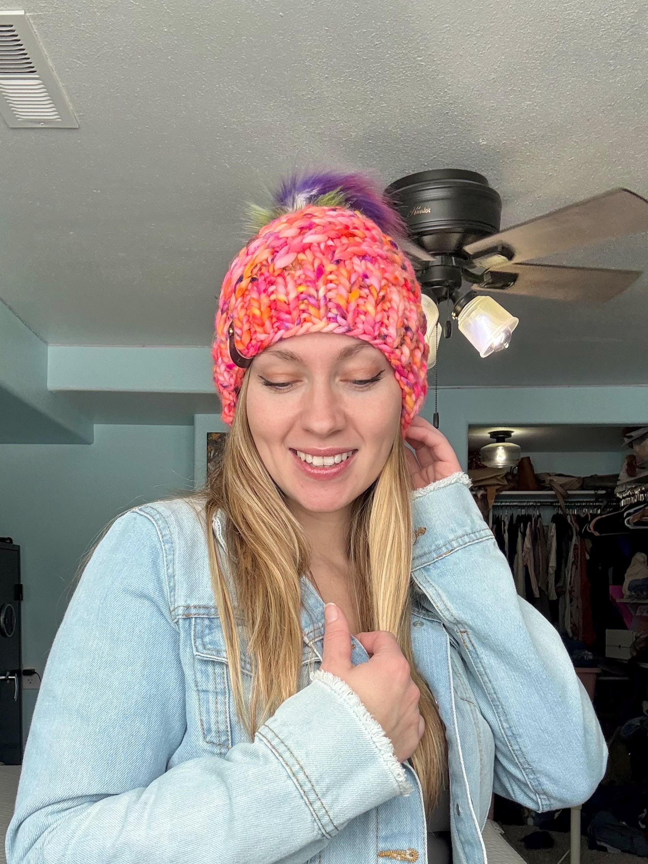 Solar flare multi color Knit luxury beanie, adult beanie, hat, winter toque, merino wool, adult medium - large for her, handmade, gift