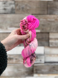 Fuschia hand dyed (worsted/aran) merino wool, superwash yarn, pink, hank of yarn , for knit crochet