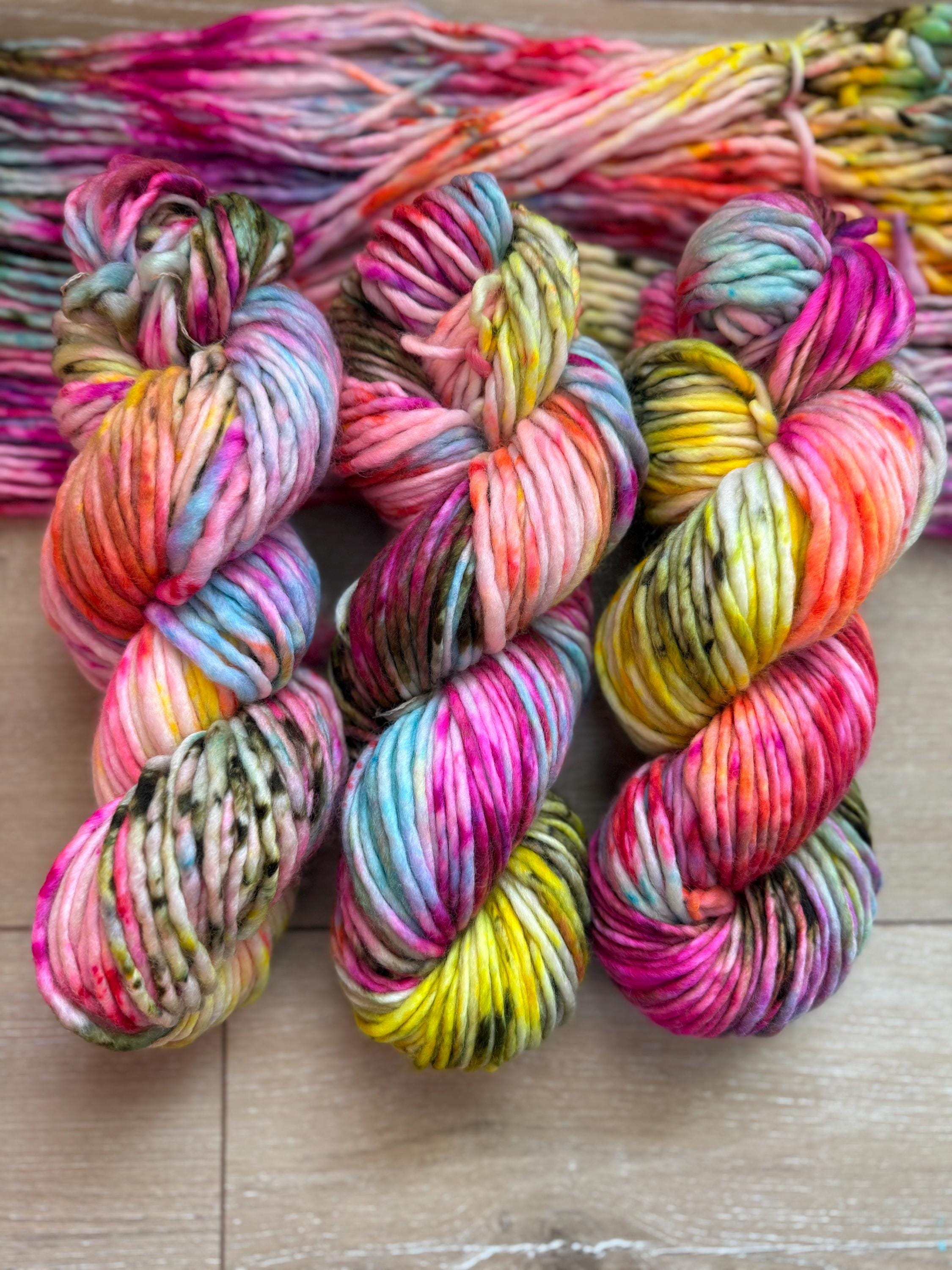 Disco bulky hand dyed bulky merino wool, 109 yard, 5 weight, speckled, semi solid, multicolor, indie dye, superwash