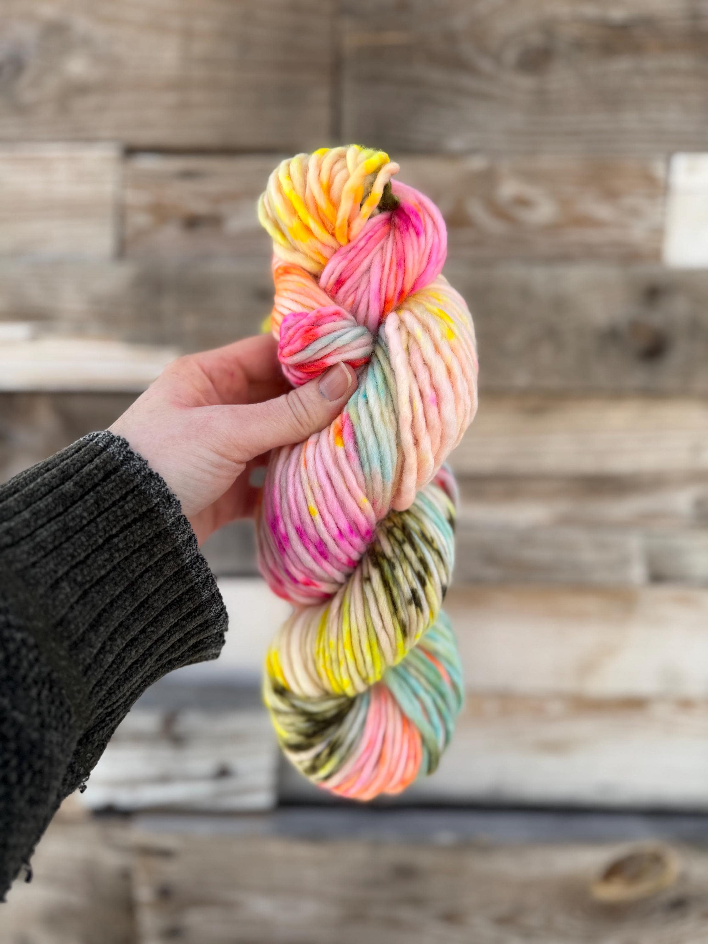 Cheer bulky hand dyed bulky merino wool, 109 yard, 5 weight, speckled, semi solid, multicolor, indie dye, superwash