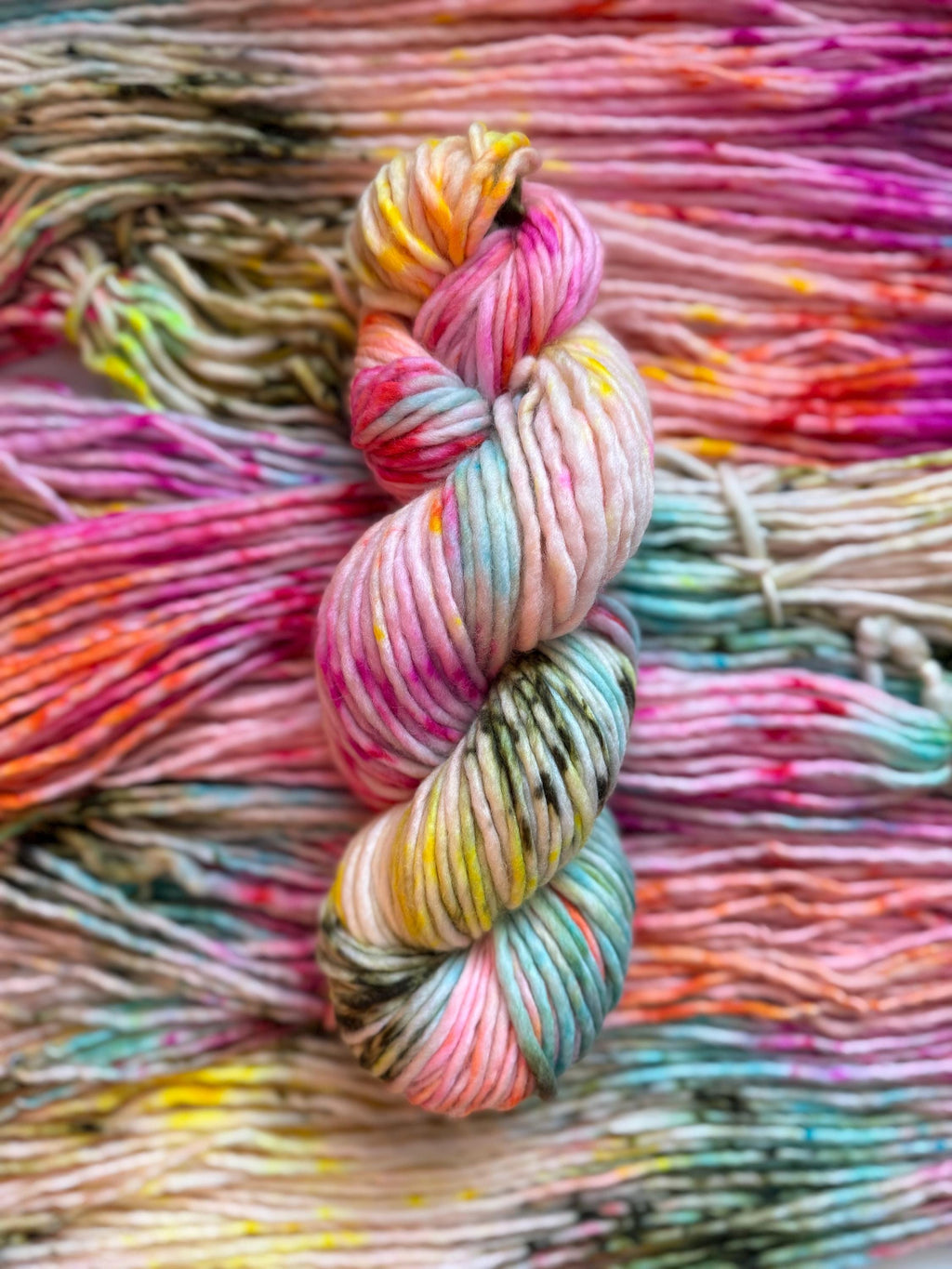 Cheer bulky hand dyed bulky merino wool, 109 yard, 5 weight, speckled, semi solid, multicolor, indie dye, superwash