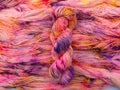Solar flare hand dyed (worsted/aran) merino wool, superwash yarn, neon pink yellow purple, hank of yarn , for knit crochet