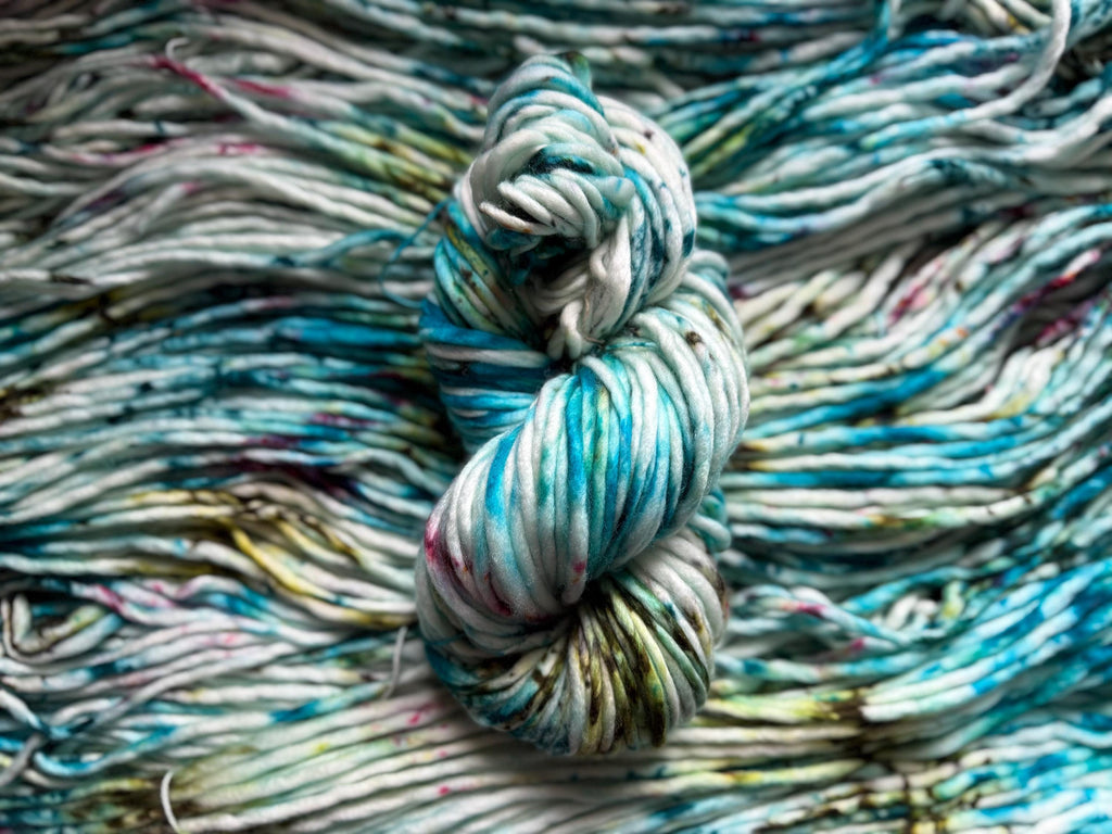 Pixie hand dyed super bulky merino wool, size 6 pink blue , natural, solid, multicolor, indie dye, superwash