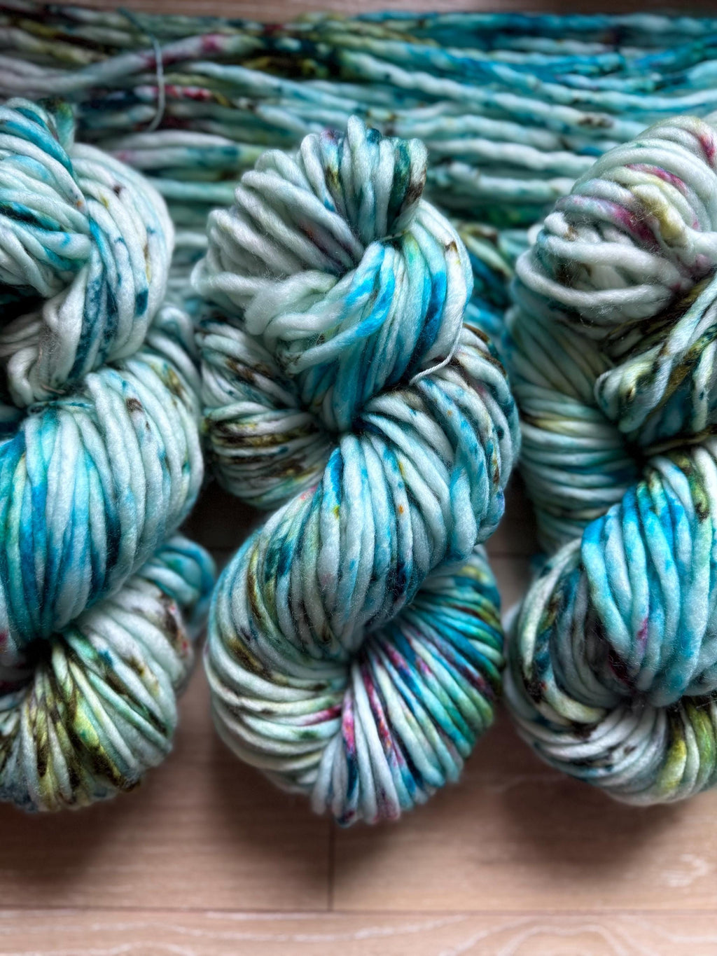 Pixie hand dyed super bulky merino wool, size 6 pink blue , natural, solid, multicolor, indie dye, superwash