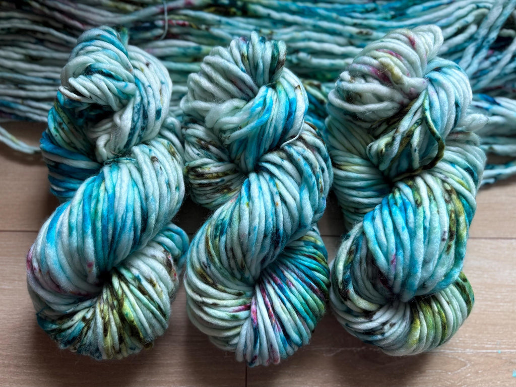 Pixie hand dyed super bulky merino wool, size 6 pink blue , natural, solid, multicolor, indie dye, superwash