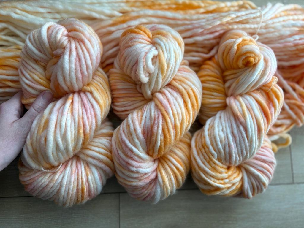 Lotus Hand dyed super bulky merino wool, 98 size 6 weight, pastel, speckled, solid, multicolor, indie dye,