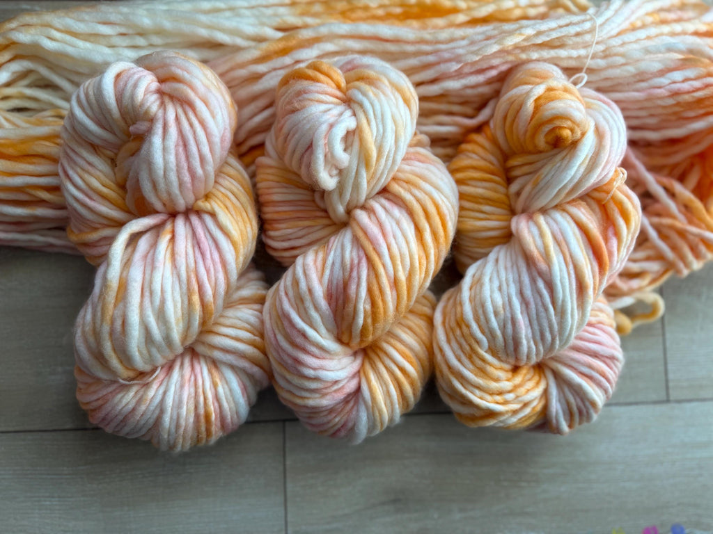 Lotus Hand dyed super bulky merino wool, 98 size 6 weight, pastel, speckled, solid, multicolor, indie dye,
