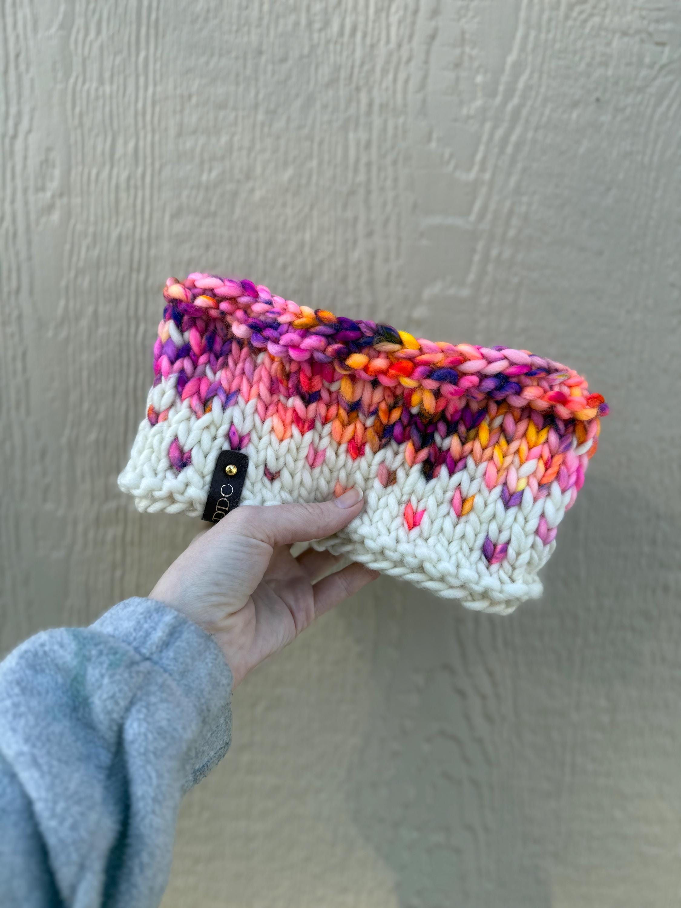 Solar flare multi color knit luxury ear warmer, primaveral headband