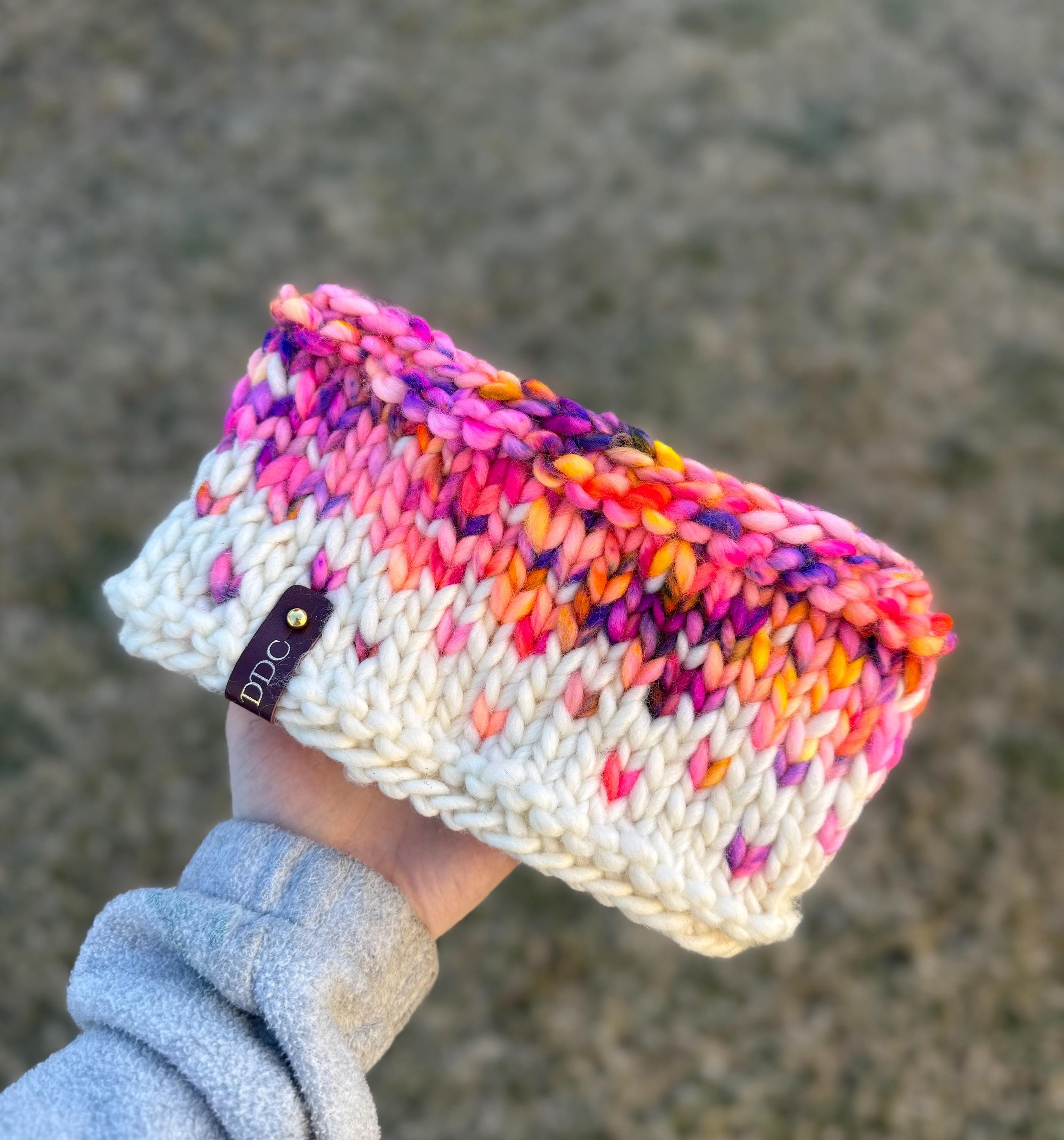 Solar flare multi color knit luxury ear warmer, primaveral headband