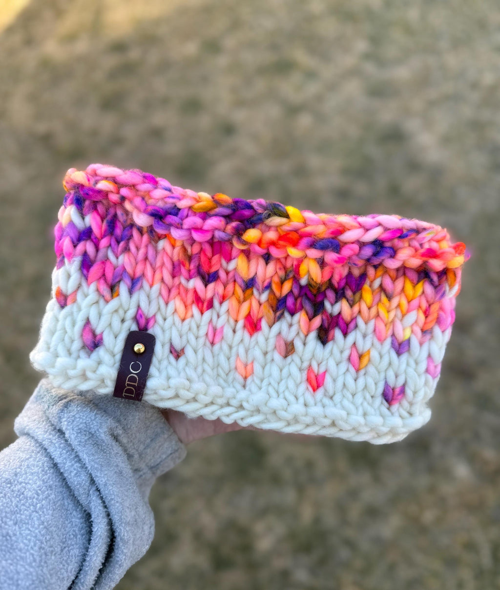 Solar flare multi color knit luxury ear warmer, primaveral headband