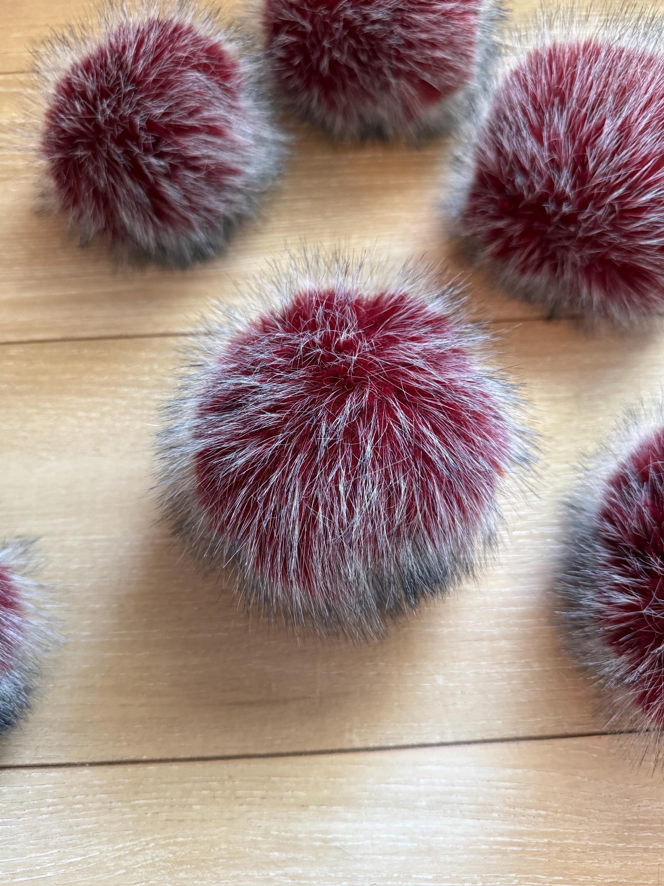 Mulled wine Pom, faux fur for knit and crochet beanies, small medium large extra large mini, toque topper, vegan fur