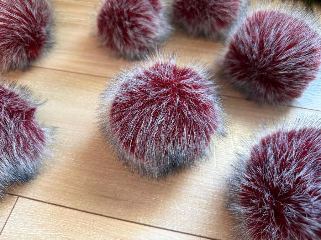 Mulled wine Pom, faux fur for knit and crochet beanies, small medium large extra large mini, toque topper, vegan fur