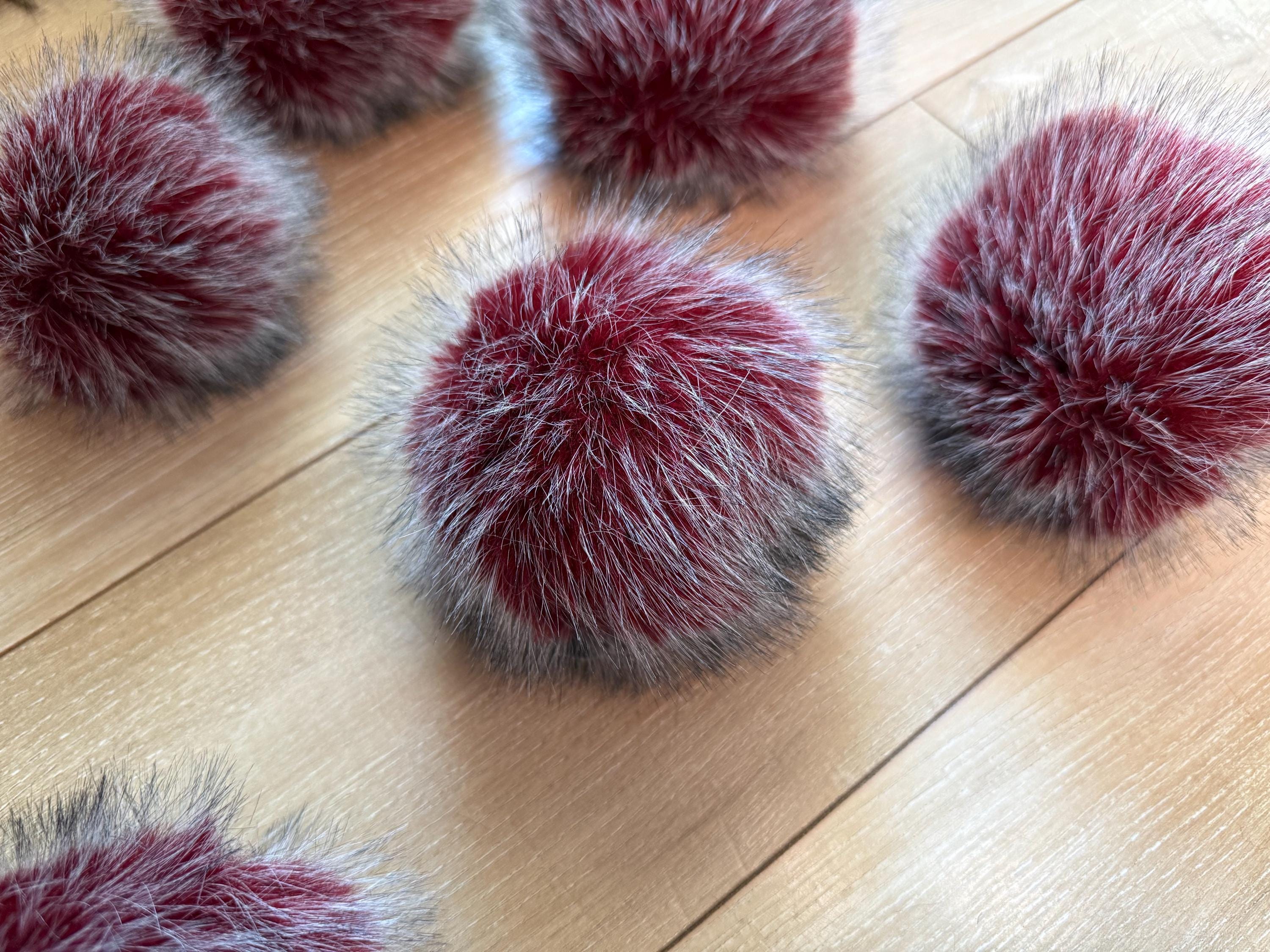 Mulled wine Pom, faux fur for knit and crochet beanies, small medium large extra large mini, toque topper, vegan fur