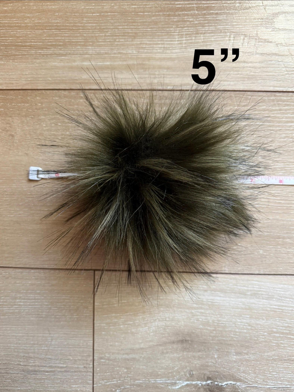 Everglade Faux fur Pom Pom, dark green, small, medium, large, fluffy, pre made, tie on, cotton string, for beanies, scarves