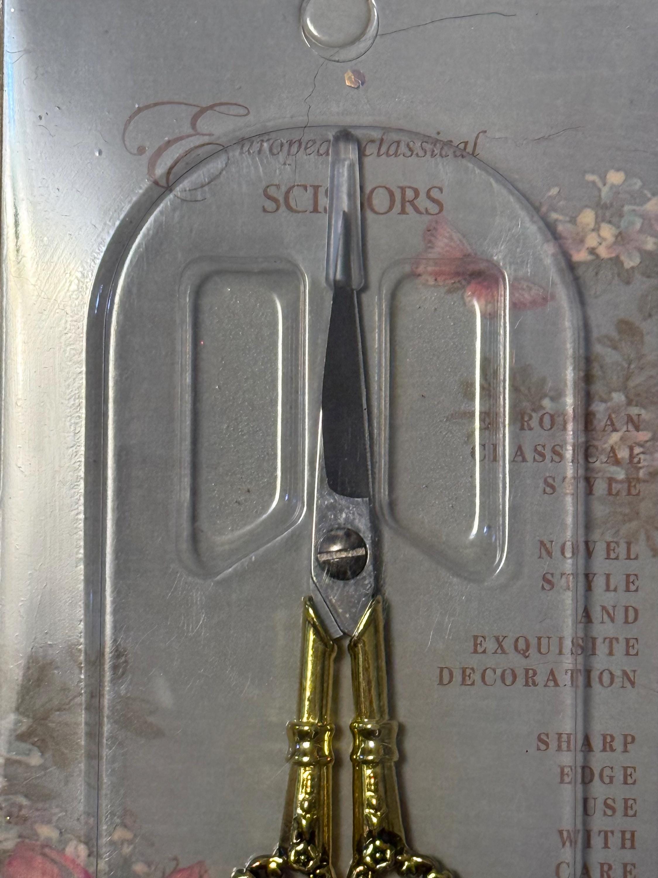 Small crafting scissors, for Pom Pom making, needle gripper, gold, silver, copper