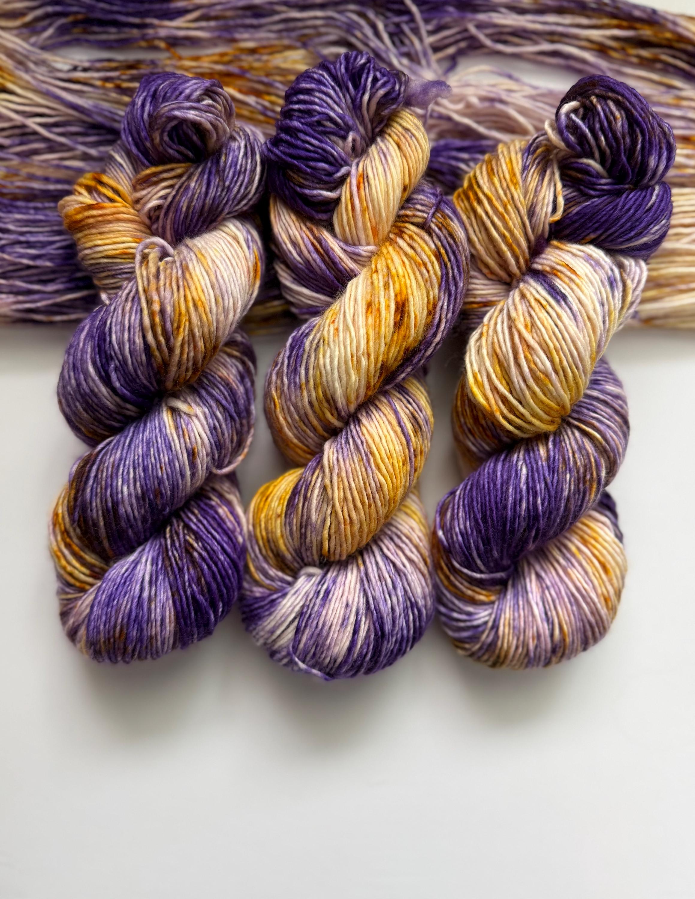 Royalty sprinkles hand dyed (worsted/aran) merino wool, superwash yarn, hank of yarn , for knit crochet