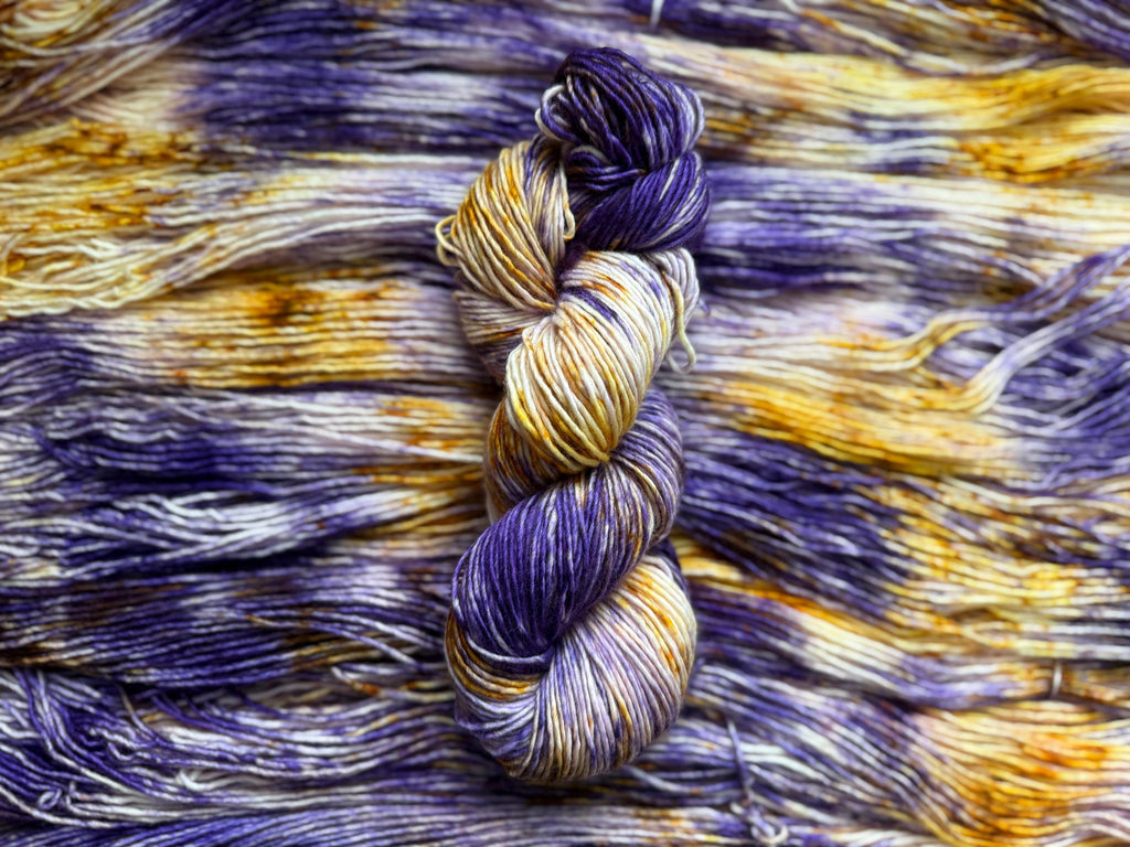 Royalty sprinkles hand dyed (worsted/aran) merino wool, superwash yarn, hank of yarn , for knit crochet