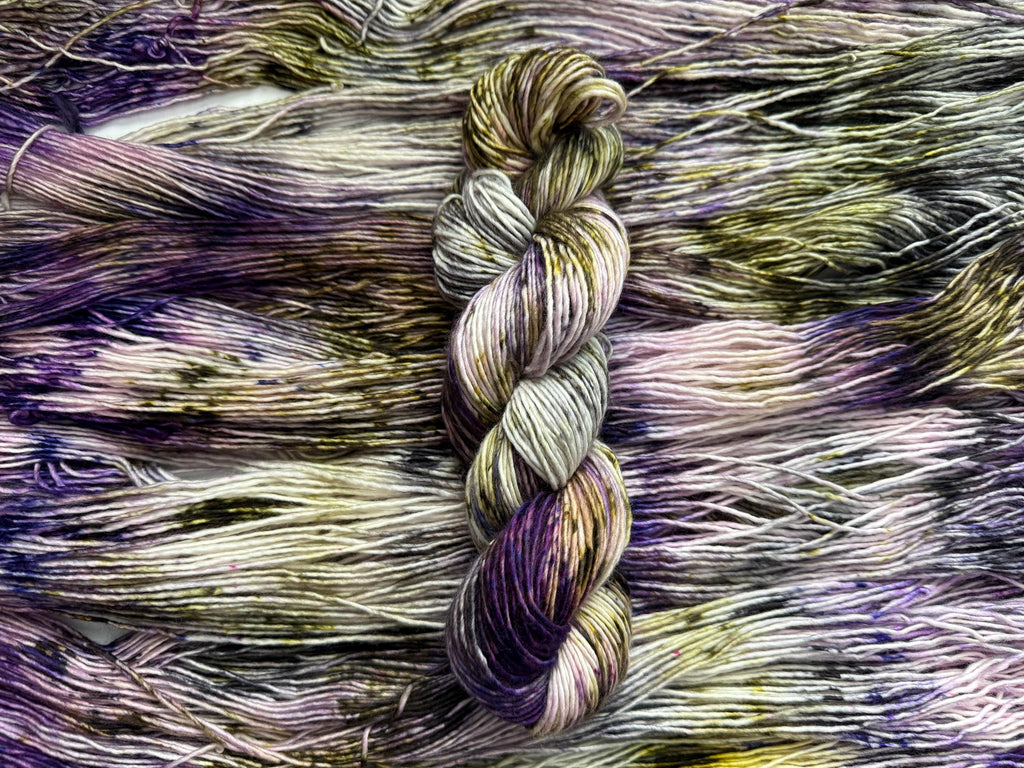 Pansy garden hand dyed (worsted/aran) merino wool, superwash yarn, hank of yarn, for knit crochet