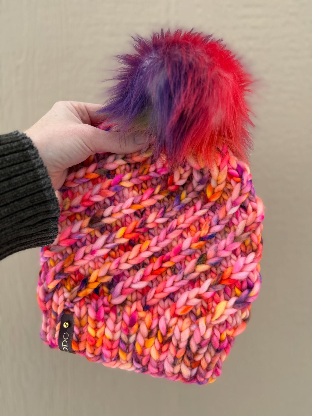 Solar flare multi color Knit luxury beanie, adult beanie, hat, winter toque, merino wool, adult medium - large for her, handmade, gift