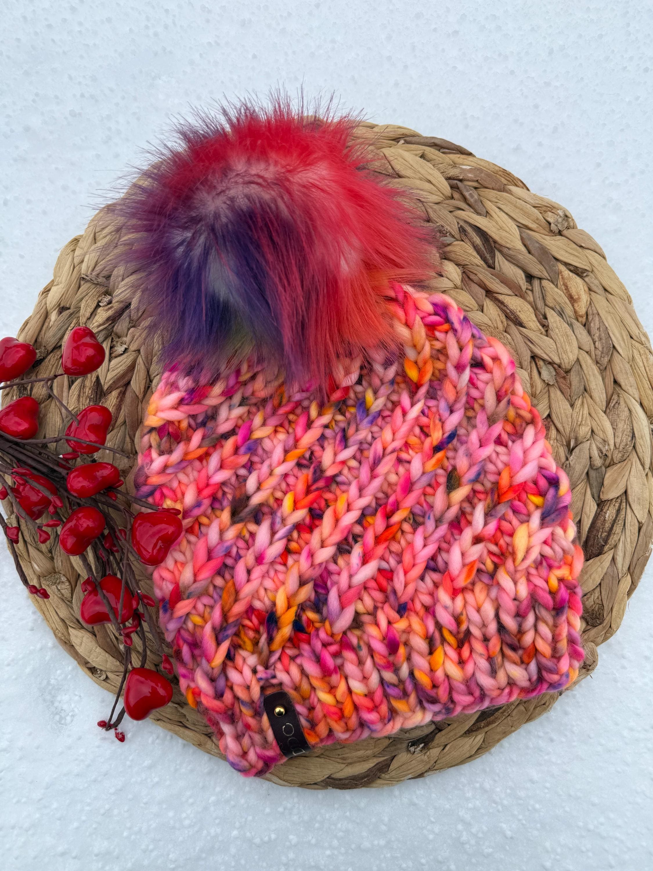 Solar flare multi color Knit luxury beanie, adult beanie, hat, winter toque, merino wool, adult medium - large for her, handmade, gift