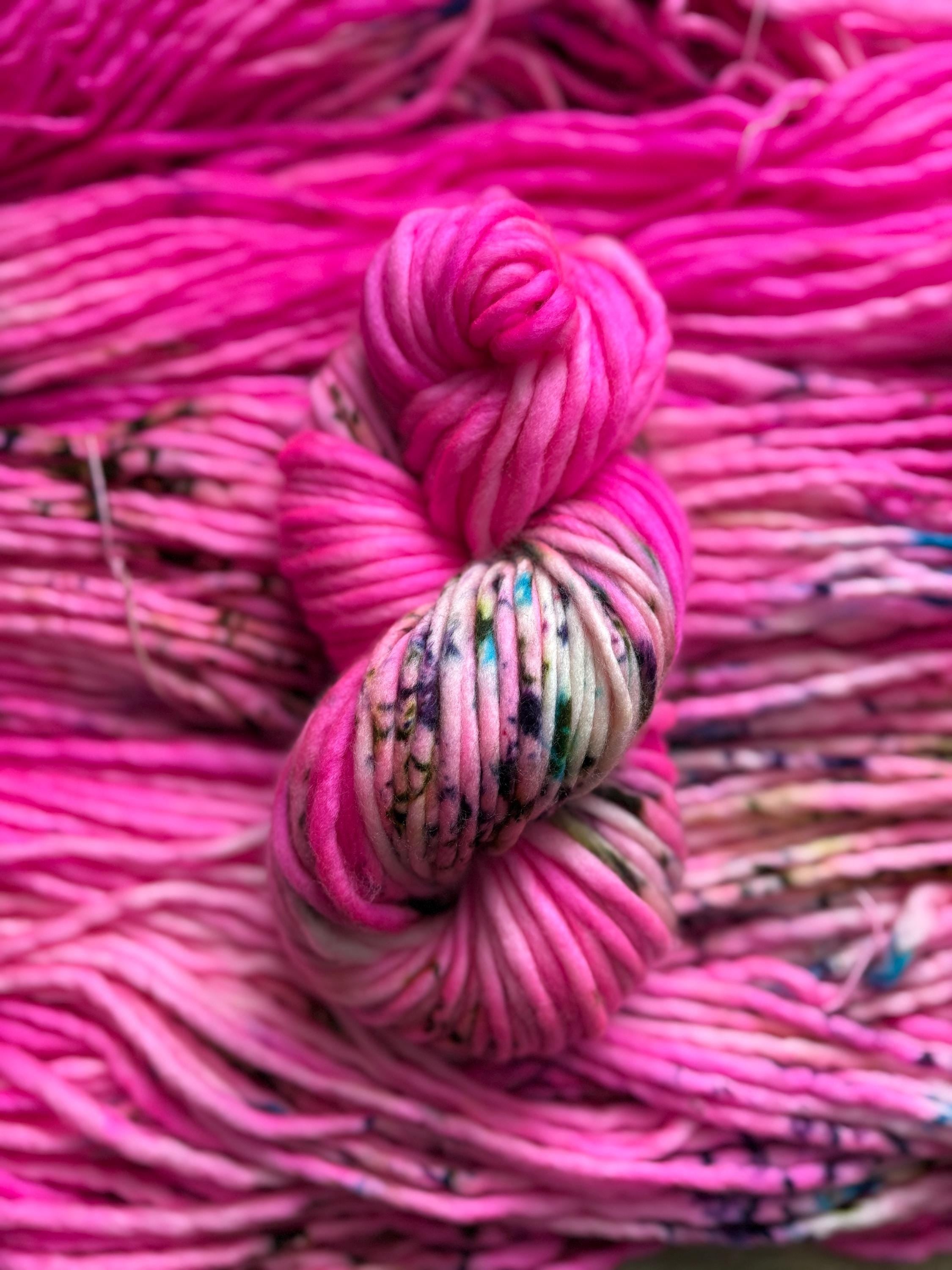 Fuschia Hand dyed super bulky merino wool, size 6, 98 yards, natural, pink, solid, multicolor, indie dye, superwash
