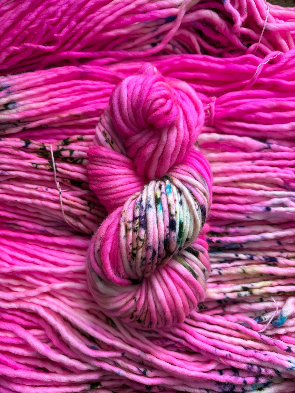 Fuschia Hand dyed super bulky merino wool, size 6, 98 yards, natural, pink, solid, multicolor, indie dye, superwash