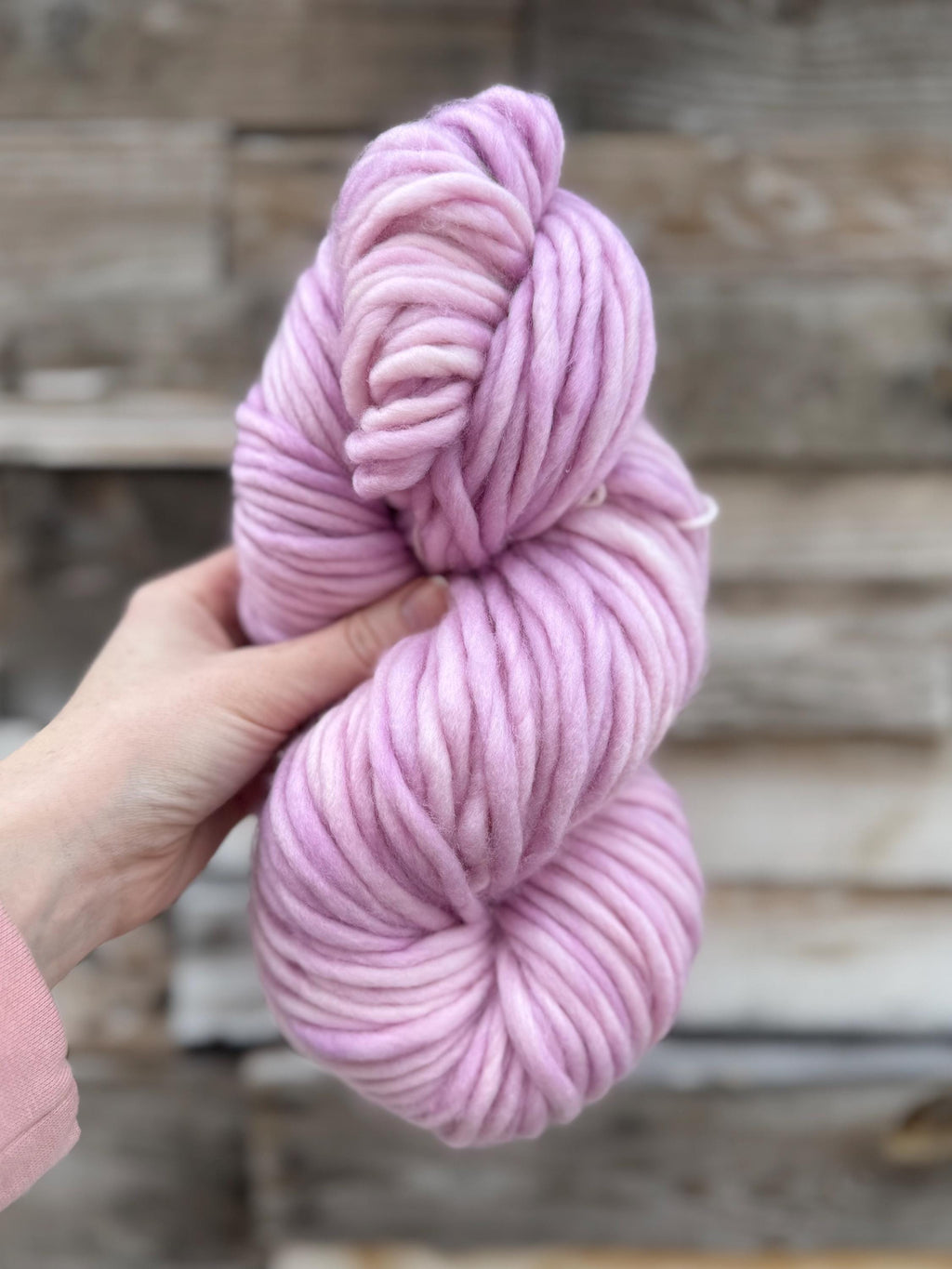 Sugar plum hand dyed super bulky merino wool, size 6, 98 yards, semi solid, indie dye, superwash