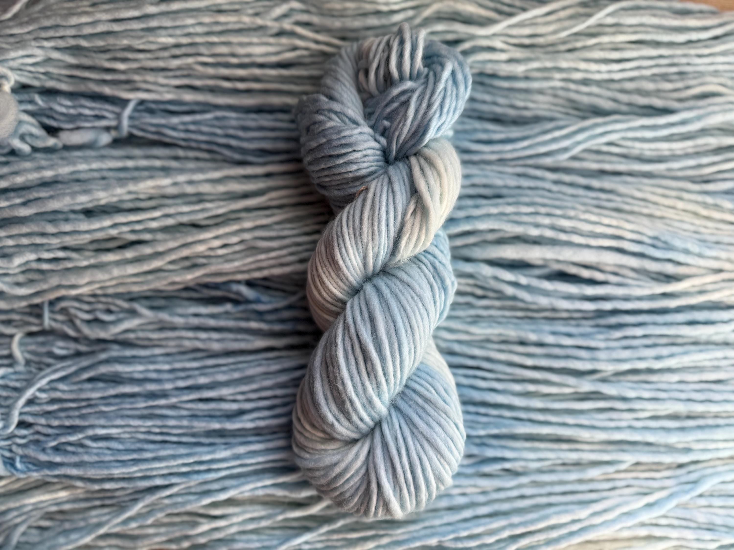 Morning mist bulky hand dyed bulky merino wool, 109 yard, 5 weight, semi solid, multicolor, indie dye, superwash